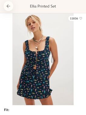 Free People Navy Two-Piece Tank & Ruffled Mini with Colorful Fish Print